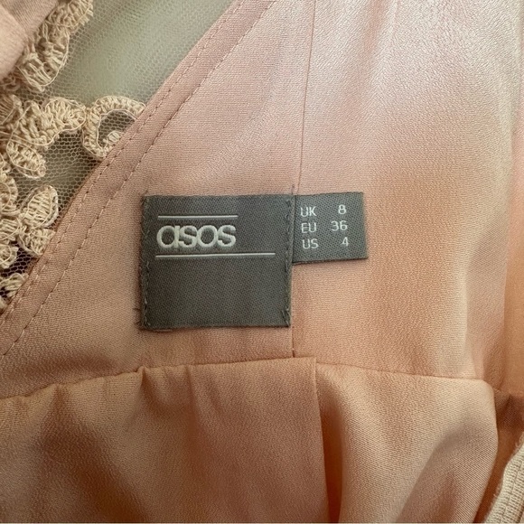 ASOS WEDDING Lace Back Pleated Maxi Dress In Nude- Size:4) - Picture 14 of 14